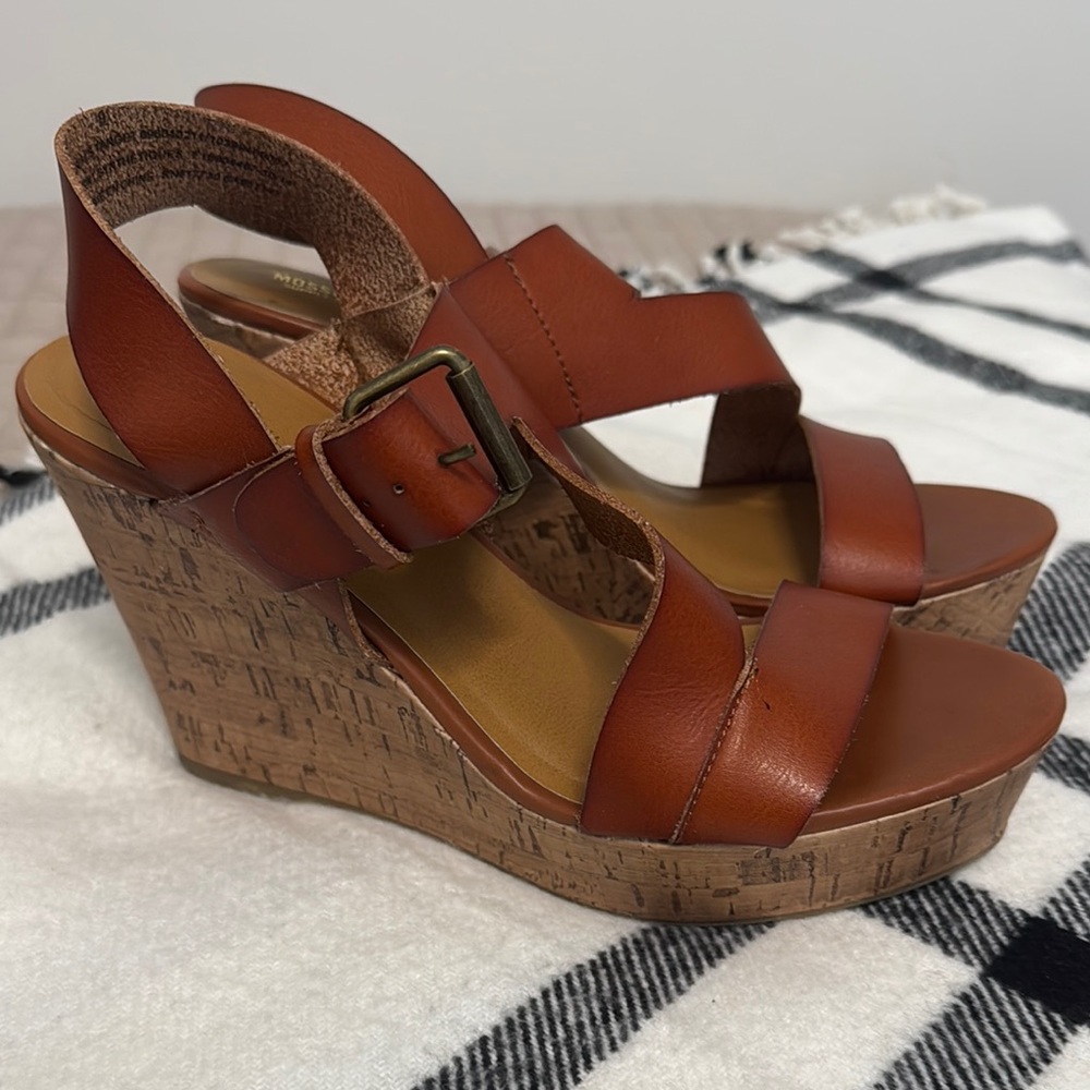 Brown Leather Wedge Sandals